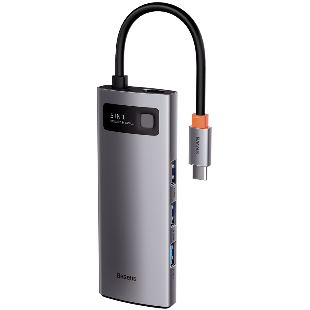 Концентратор Baseus USB3.1 Type-C to USB Type C PD 100W/HDMI 4K 60 Hz/3*USB 3.2 Gen1/ 5in1 (CAHUB-CX0G) - фото 7 Концентратор Baseus USB3.1 Type-C to USB Type C PD 100W/HDMI 4K 60 Hz/3*USB 3.2 Gen1/ 5in1 (CAHUB-CX0G) - фото 7
