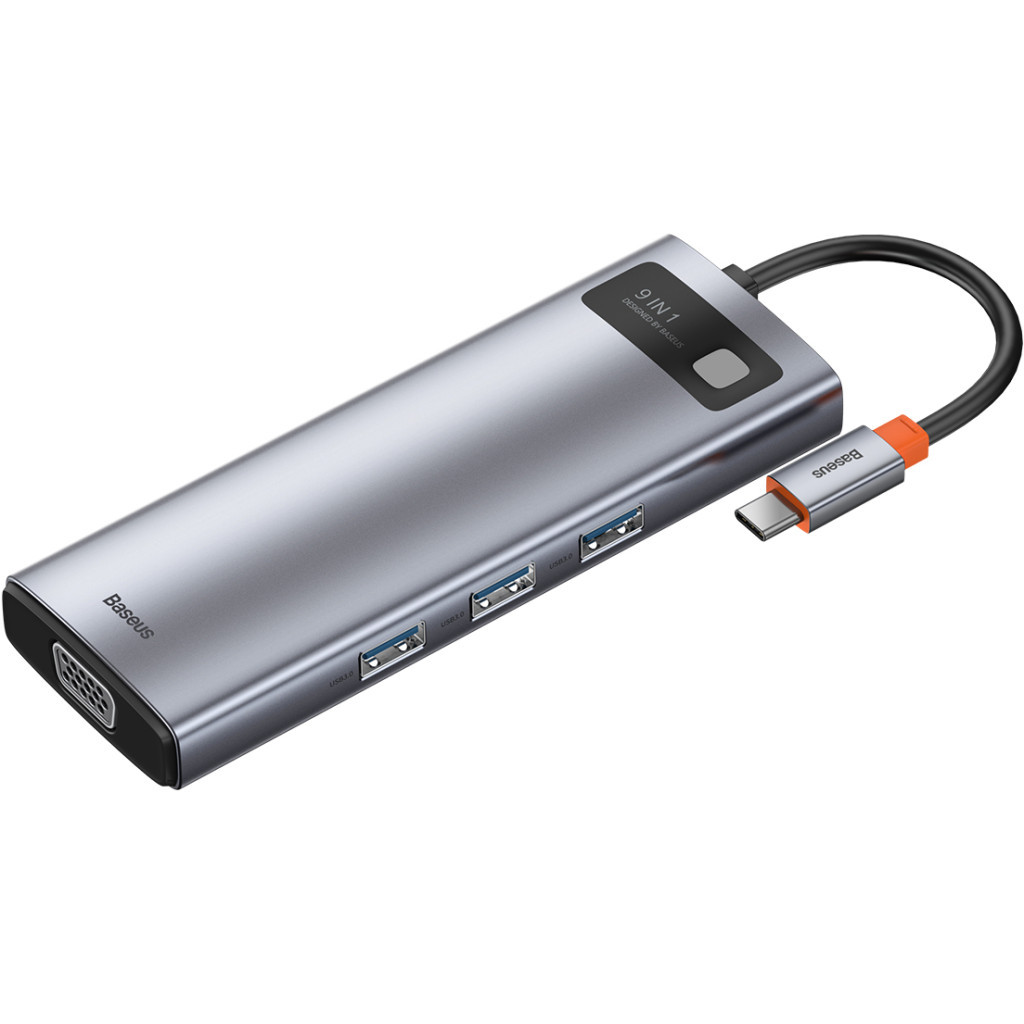 Концентратор Baseus USB3.1 Type-C to USB C(PD)100W/HDMI 4K 30Hz/VGA/USB3.2/RJ45/SD+TF,9in1 Grey (CAHUB-CU0G) Концентратор Baseus USB3.1 Type-C to USB C(PD)100W/HDMI 4K 30Hz/VGA/USB3.2/RJ45/SD+TF,9in1 Grey (CAHUB-CU0G)