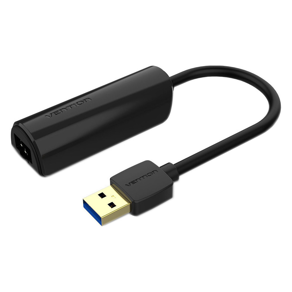 Перехідник USB 3.0 to Ethernet RJ45 1000Mb black Vention (CEHBB) - фото 1