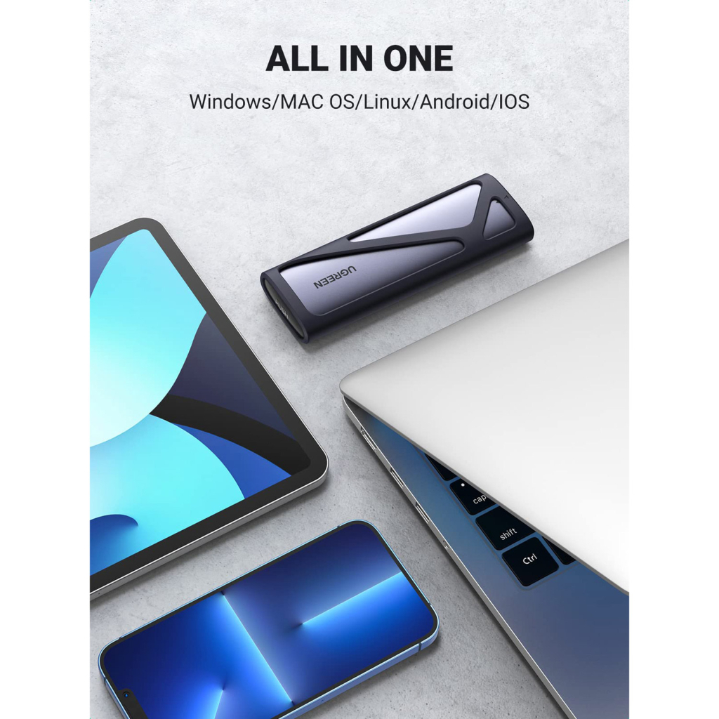 Кишеня зовнішня UGREEN SSD M.2 (NVME) M-KEY UGREEN 3.2 GEN2 CM400 gray (90264) - фото 4 Кишеня зовнішня UGREEN SSD M.2 (NVME) M-KEY UGREEN 3.2 GEN2 CM400 gray (90264) - фото 4