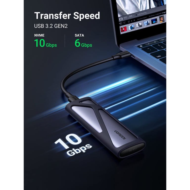Кишеня зовнішня UGREEN SSD M.2 (NVME) M-KEY UGREEN 3.2 GEN2 CM400 gray (90264) - фото 5