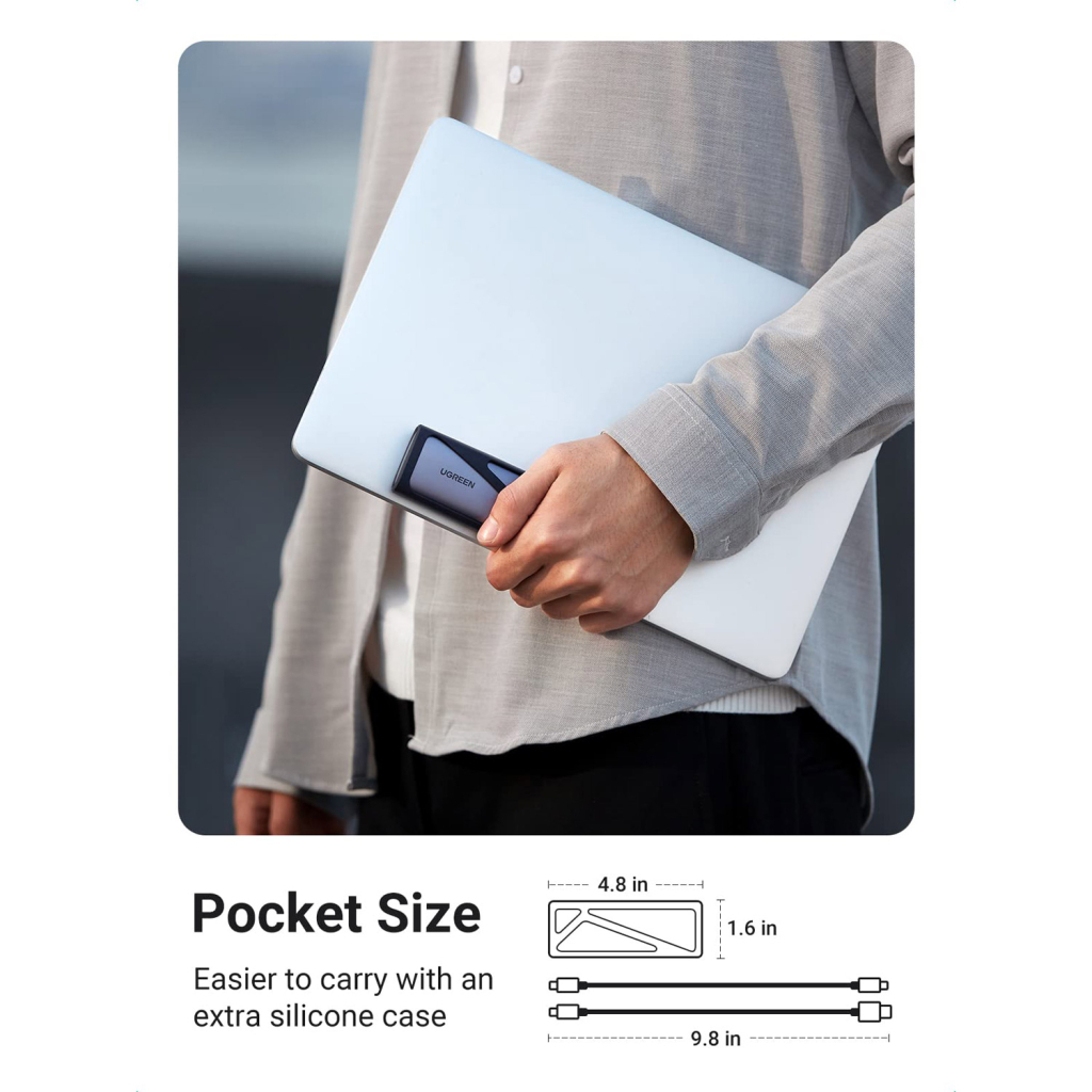 Кишеня зовнішня UGREEN SSD M.2 (NVME) M-KEY UGREEN 3.2 GEN2 CM400 gray (90264) - фото 6 Кишеня зовнішня UGREEN SSD M.2 (NVME) M-KEY UGREEN 3.2 GEN2 CM400 gray (90264) - фото 6