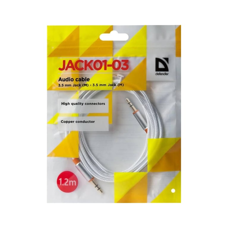 Кабель мультимедійний AUX Audio 3.5mm M/M 1.2m JACK01-03 white Defender (87513) - фото 3
