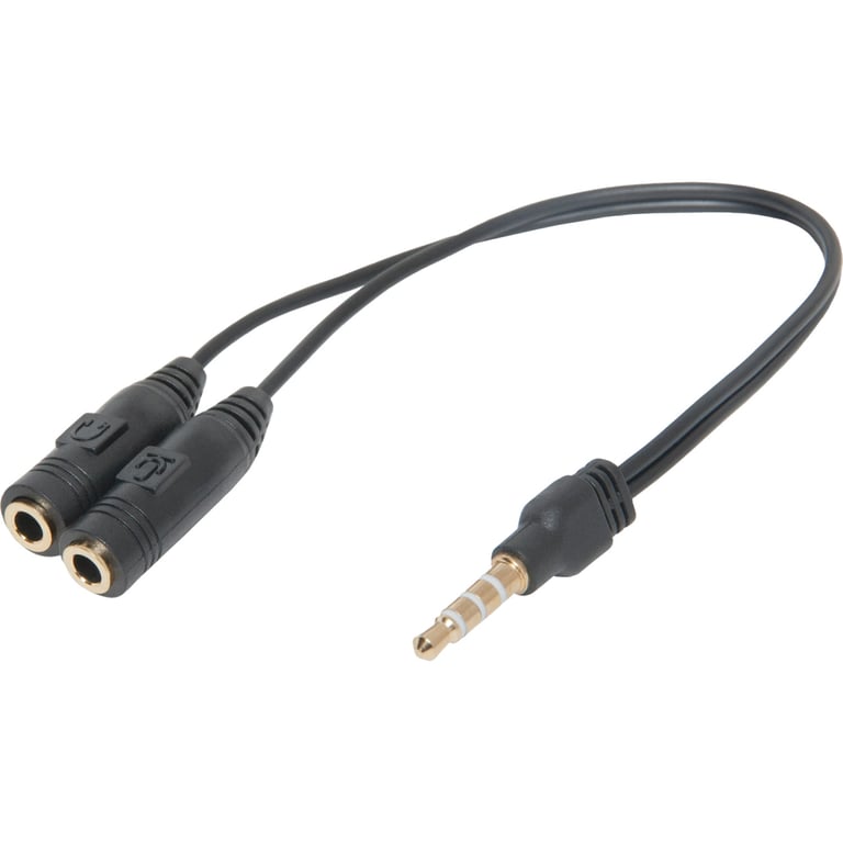 Перехідник Jack 3.5mm M 4pin to 2 Jack 3.5mm F (Audio+MIC) Headset Jack Defender (63012) - фото 1