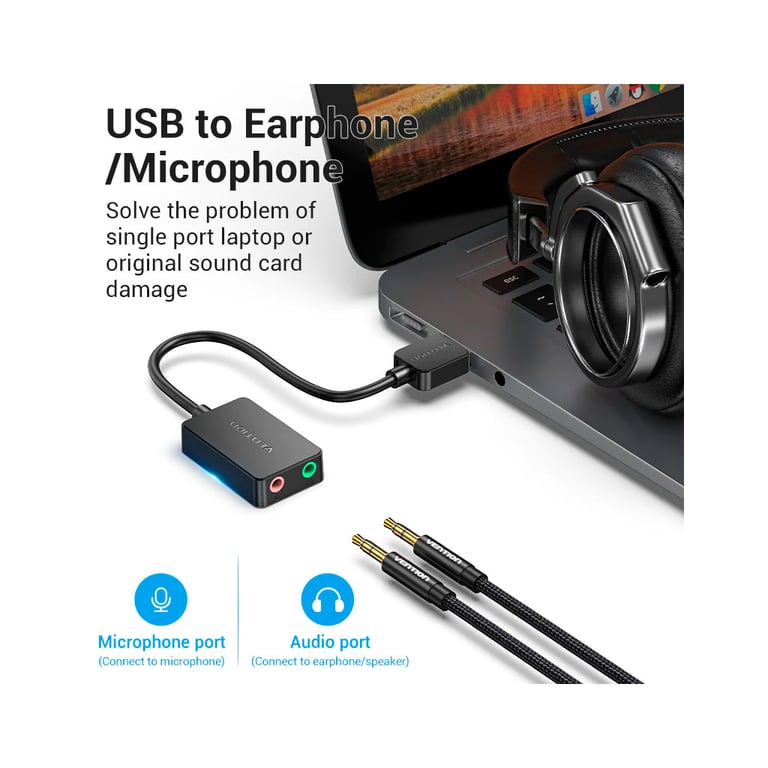 Звукова плата Vention Audio USB 2х3,5 мм jack 0.15m (CDYB0) - фото 3
