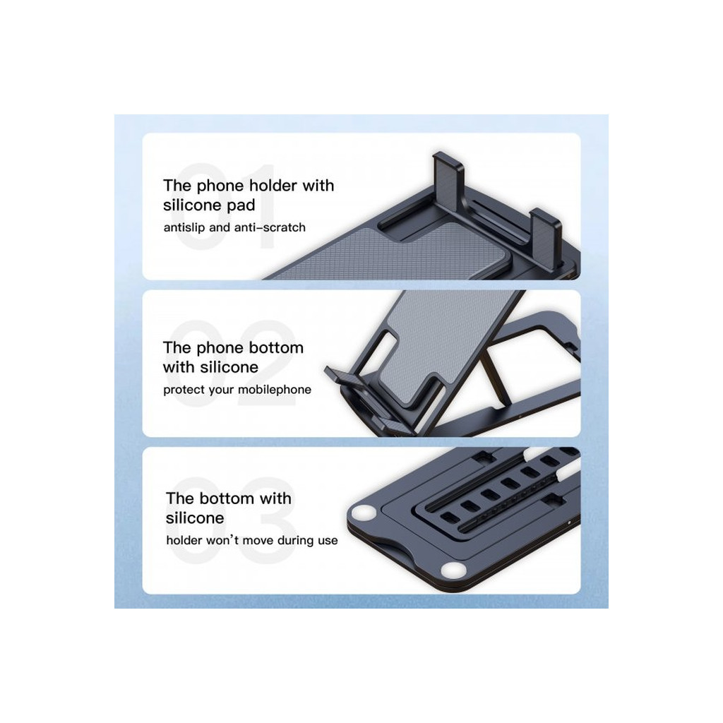 Підставка до планшета Choetech + для смартфона, настільна, універсальна (H064-GY) - фото 5 Підставка до планшета Choetech + для смартфона, настільна, універсальна (H064-GY) - фото 5