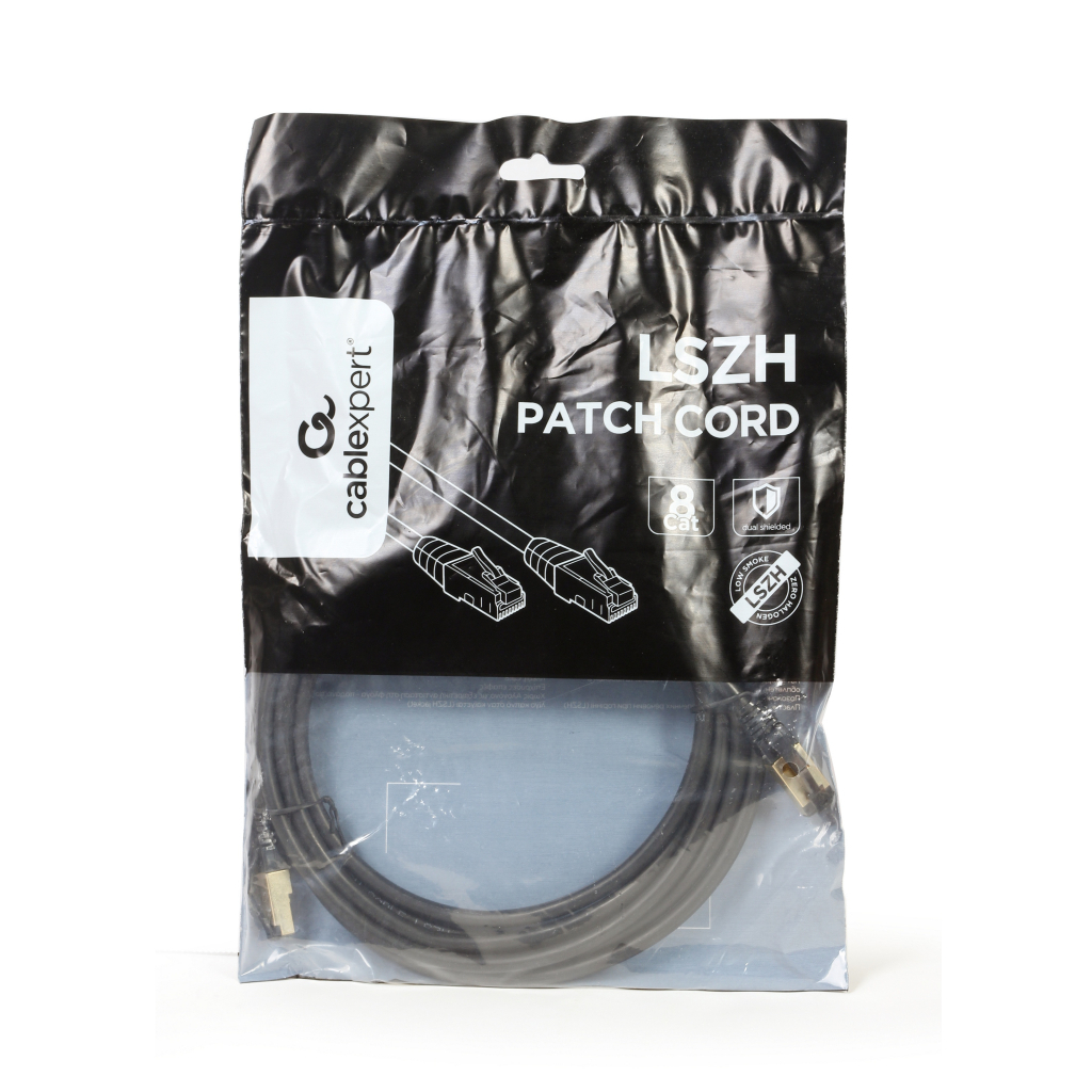 Патч-корд 0.5м, S/FTP, cat 8, литий, 50u", CU, AWG 27, LSZH, black Cablexpert (PP8-LSZHCU-BK-0.5M) - фото 3 Патч-корд 0.5м, S/FTP, cat 8, литий, 50u", CU, AWG 27, LSZH, black Cablexpert (PP8-LSZHCU-BK-0.5M) - фото 3