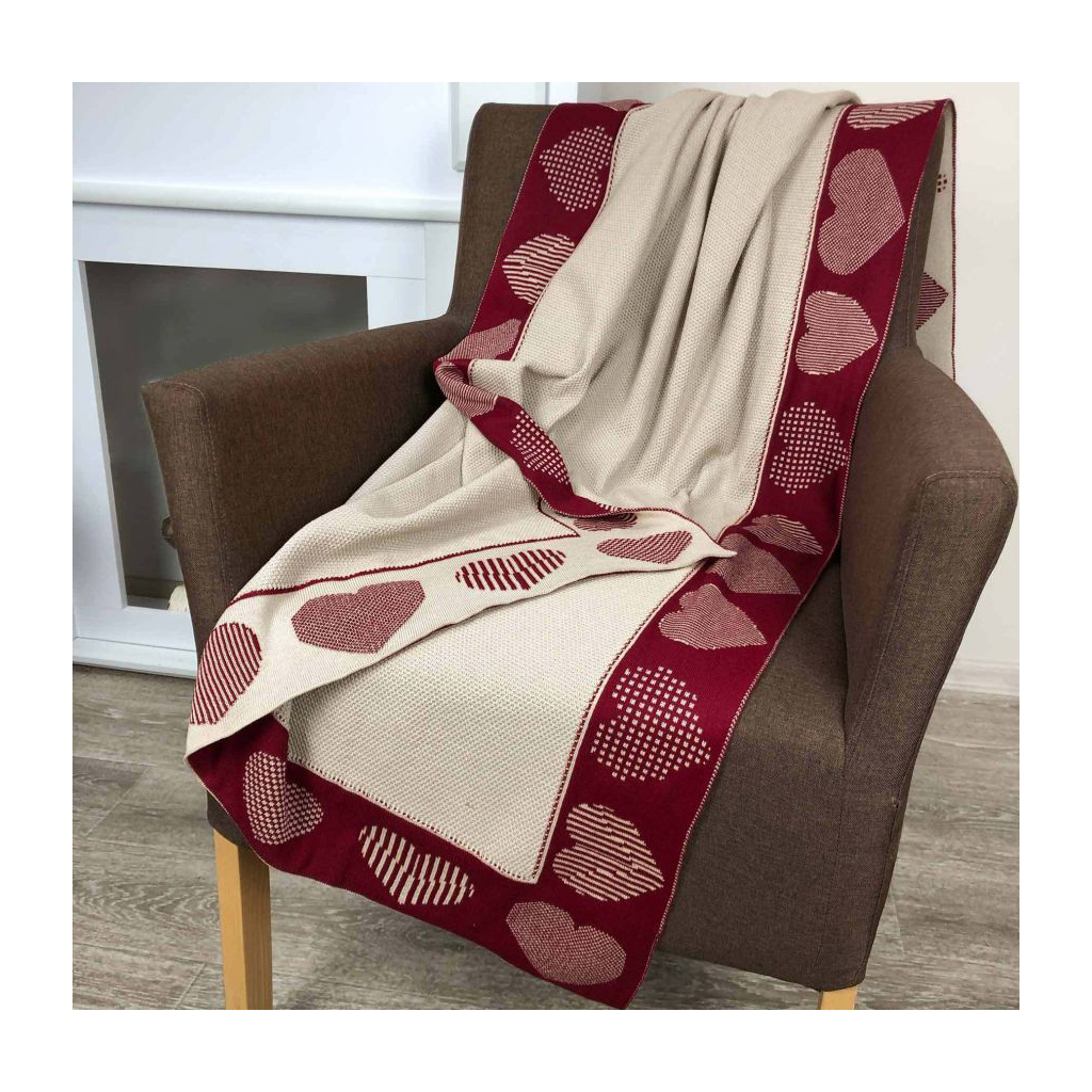 Плед Прованс в'язаний Серця 100х150 см (4823093436794) - фото 1 Плед Прованс в'язаний Серця 100х150 см (4823093436794) - фото 1