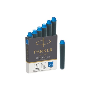 Чорнило для пір'яних ручок Parker Картриджі Quink Mini /6шт синій (11 510BLU) - фото 1