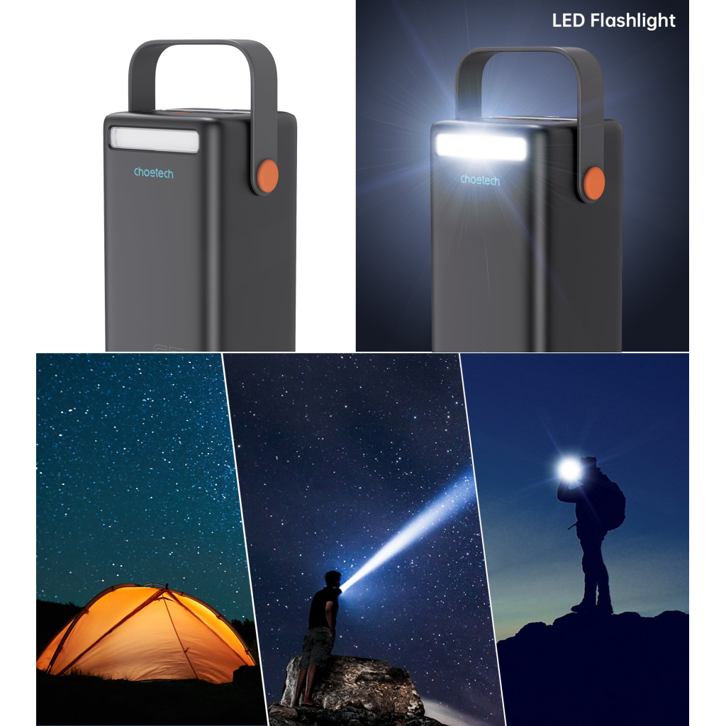 Батарея універсальна Choetech 50000mAh, PD/3.0/65W, QC/3.0/18W, USB-C, 3*USB-A, mirco USB, LED Light (B664-CCBE) - фото 7 Батарея універсальна Choetech 50000mAh, PD/3.0/65W, QC/3.0/18W, USB-C, 3*USB-A, mirco USB, LED Light (B664-CCBE) - фото 7