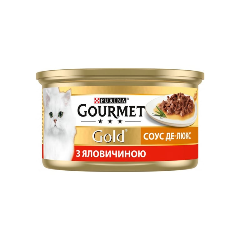 Вологий корм для кішок Purina Gourmet Gold. Соус Де-Люкс з яловичиною 85 г (7613036705134) - фото 2