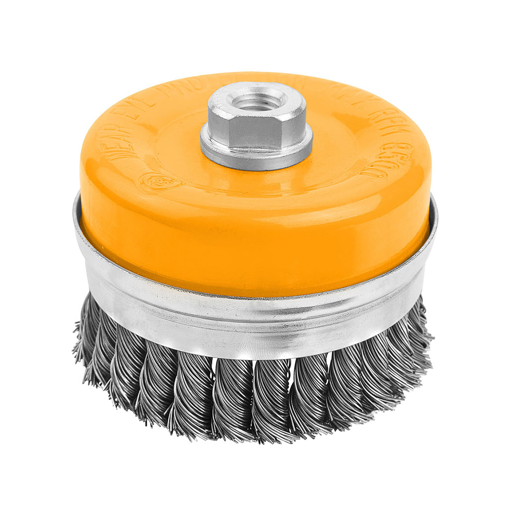 Щітка для електроінструменту Tolsen чашка посилена плетена 75 мм М14, стальний дріт 0.5 мм (77621) - фото 1