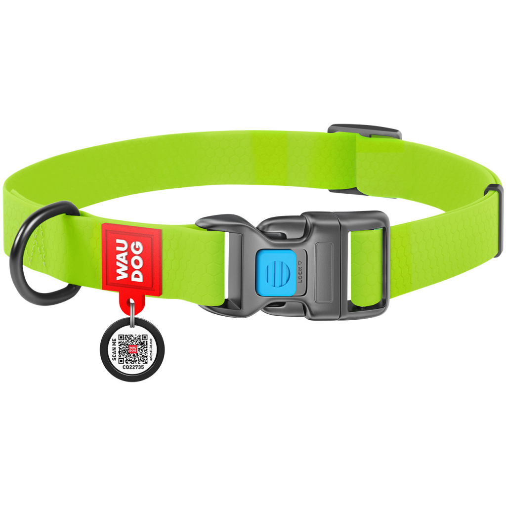 Нашийник для тварин WAUDOG Waterproof з QR паспортом Ш 15 мм Д 25-35 см салатовий (27395) - фото 1 Нашийник для тварин WAUDOG Waterproof з QR паспортом Ш 15 мм Д 25-35 см салатовий (27395) - фото 1