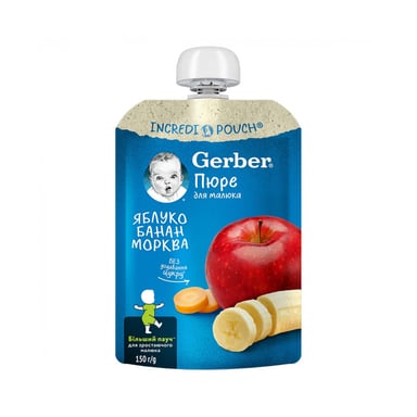 Дитяче пюре Gerber Яблуко, банан, морква 150 г (1227057) - фото 1