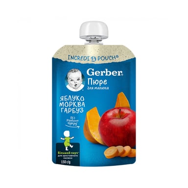 Дитяче пюре Gerber Яблуко, морква, гарбуз 150 г (1227061) - фото 1