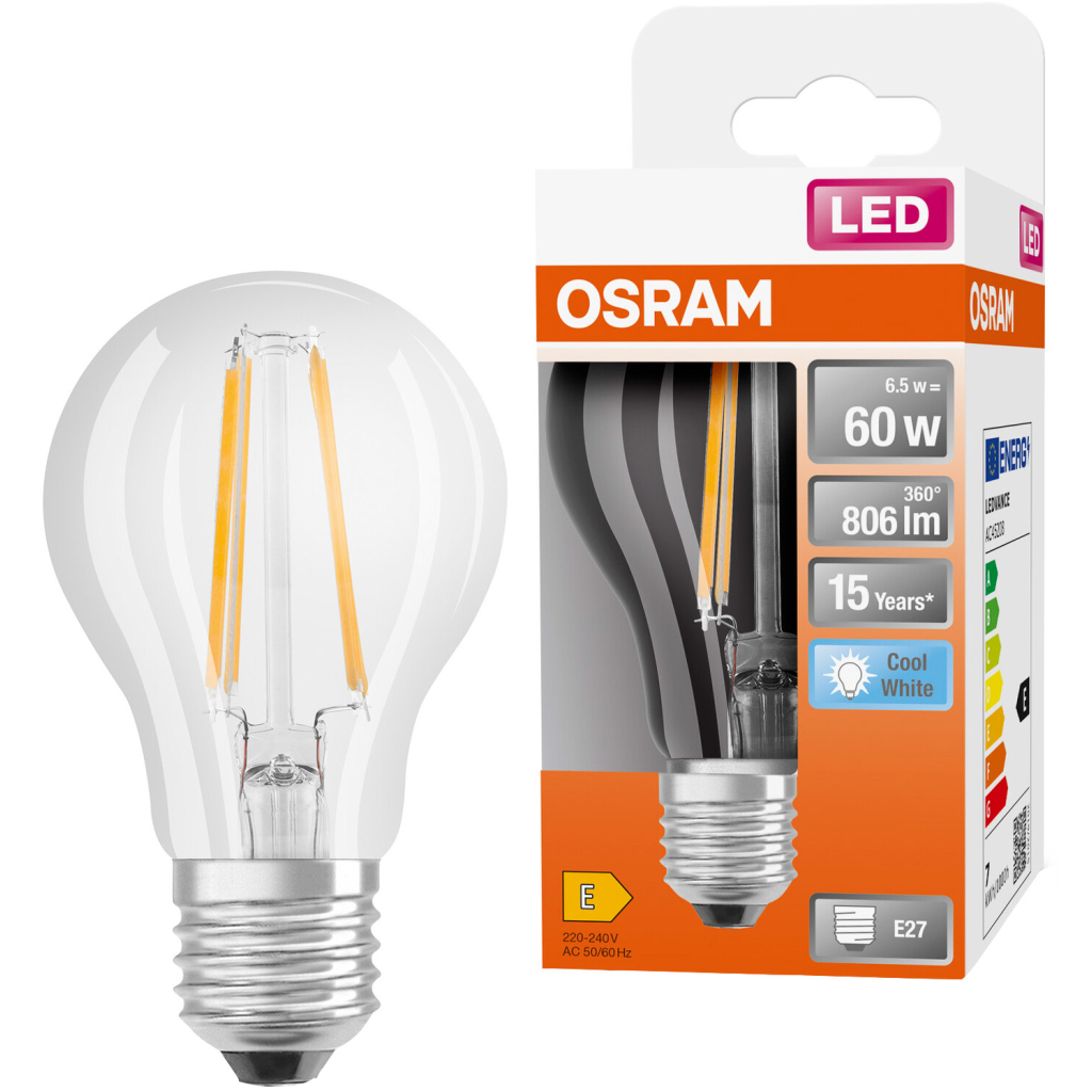 Лампочка Osram LED CL A60 6,5W/840 230V FIL E27 (4058075112308) - фото 1