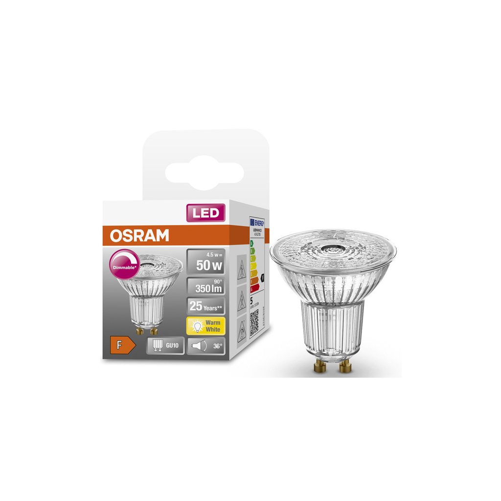 Лампочка Osram LED PAR16 DIM 50 36 4,5W/927 230V GU10 (4058075797888) - фото 3 Лампочка Osram LED PAR16 DIM 50 36 4,5W/927 230V GU10 (4058075797888) - фото 3
