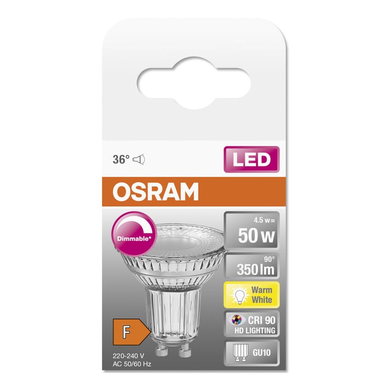 Лампочка Osram LED PAR16 DIM 50 36 4,5W/927 230V GU10 (4058075797888) - фото 4