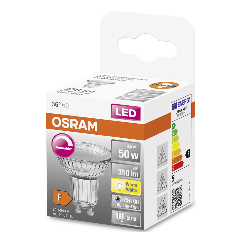 Лампочка Osram LED PAR16 DIM 50 36 4,5W/927 230V GU10 (4058075797888) - фото 5 Лампочка Osram LED PAR16 DIM 50 36 4,5W/927 230V GU10 (4058075797888) - фото 5