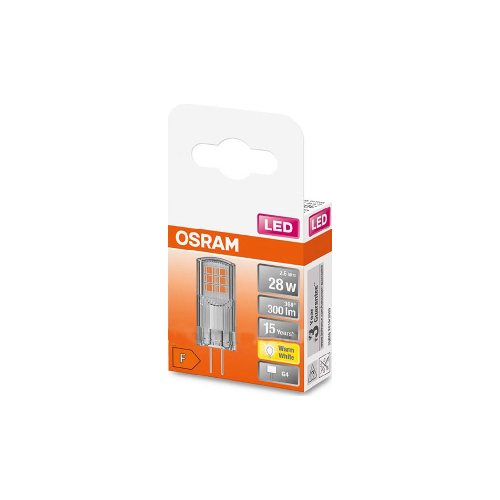 Лампочка Osram LED PIN30 2,6W/827 12V CL G4 (4058075431997) - фото 3 Лампочка Osram LED PIN30 2,6W/827 12V CL G4 (4058075431997) - фото 3