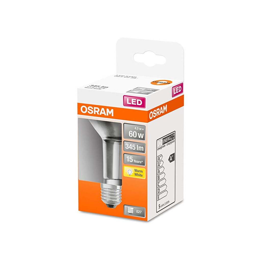 Лампочка Osram LED R63 60 4,3W/827 230V GL E27 (4058075125988) - фото 2 Лампочка Osram LED R63 60 4,3W/827 230V GL E27 (4058075125988) - фото 2