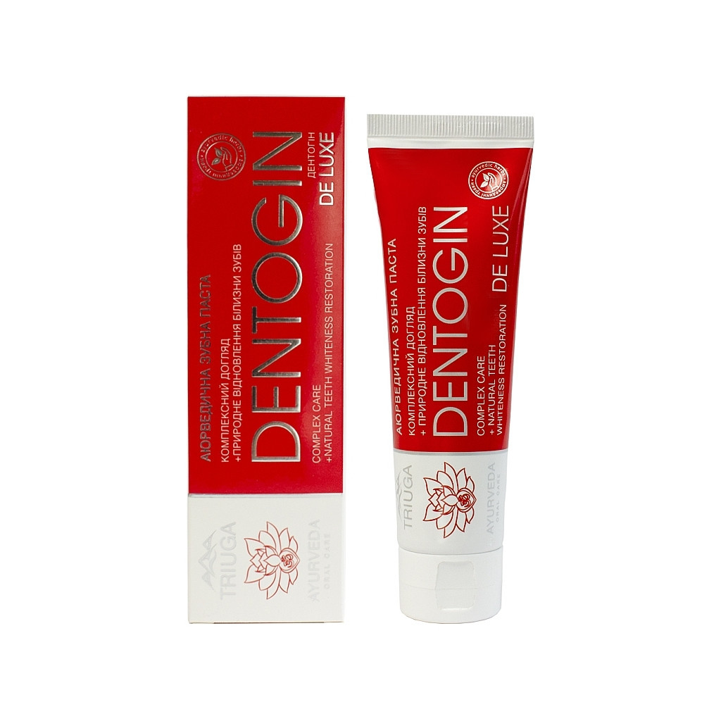 Зубна паста Triuga Dentogin De Luxe Аюрведична Природне відновлення білизни емалі 100 г (4820164641736)