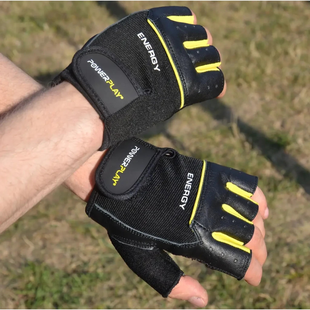 Рукавички для фітнесу PowerPlay 9058 Energy чорно-жовті M (PP_9058_M_Energy) - фото 6 Рукавички для фітнесу PowerPlay 9058 Energy чорно-жовті M (PP_9058_M_Energy) - фото 6