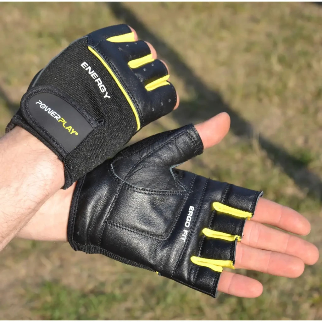 Рукавички для фітнесу PowerPlay 9058 Energy чорно-жовті M (PP_9058_M_Energy) - фото 7 Рукавички для фітнесу PowerPlay 9058 Energy чорно-жовті M (PP_9058_M_Energy) - фото 7