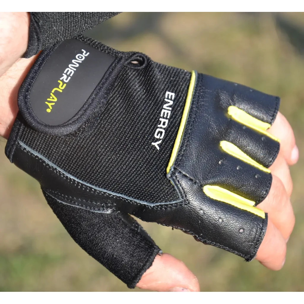 Рукавички для фітнесу PowerPlay 9058 Energy чорно-жовті M (PP_9058_M_Energy) - фото 8 Рукавички для фітнесу PowerPlay 9058 Energy чорно-жовті M (PP_9058_M_Energy) - фото 8