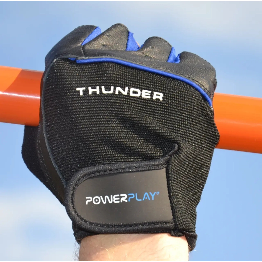 Рукавички для фітнесу PowerPlay 9058 Thunder чорно-сині M (PP_9058_M_Thunder) - фото 10 Рукавички для фітнесу PowerPlay 9058 Thunder чорно-сині M (PP_9058_M_Thunder) - фото 10