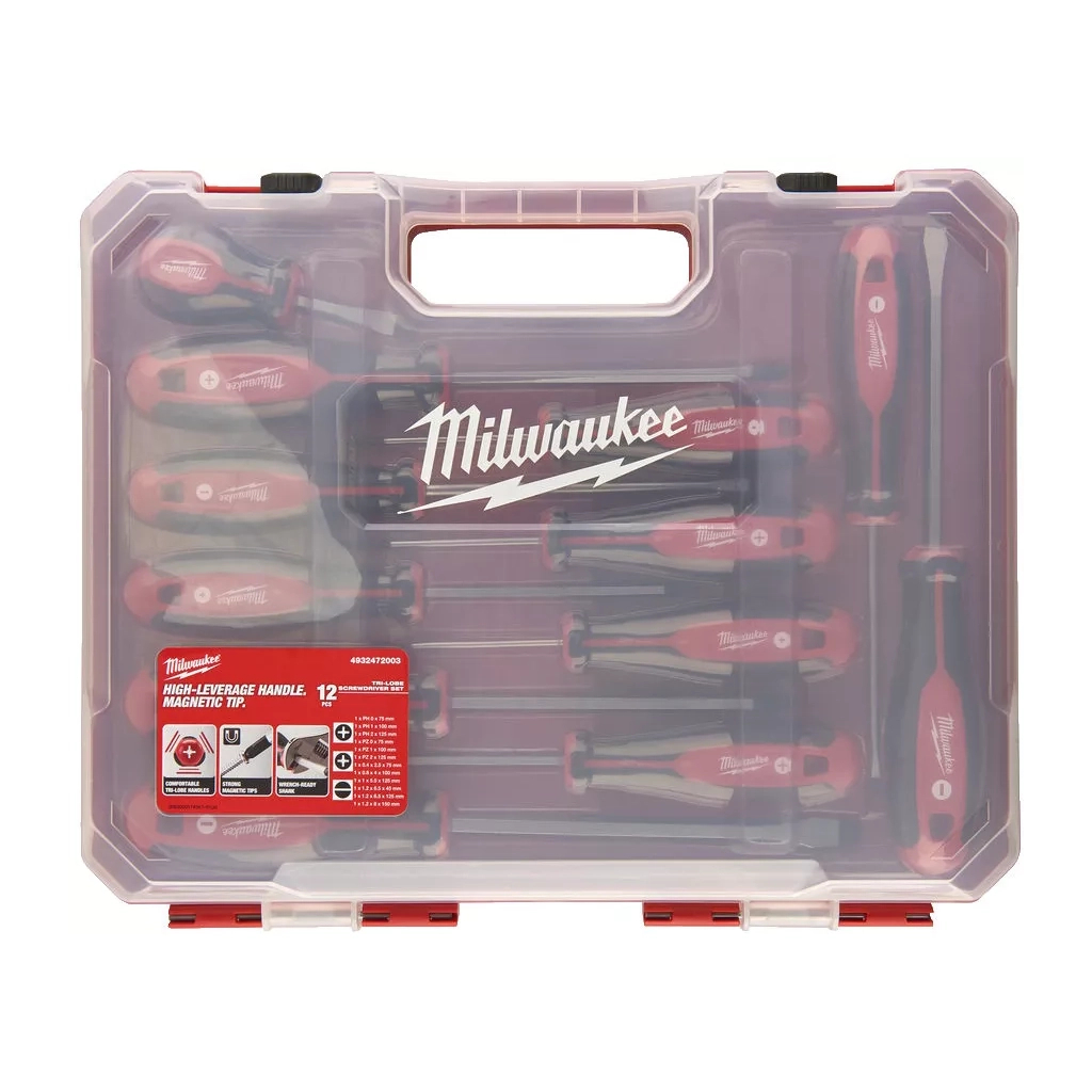Набір викруток Milwaukee магнітних з тригранною рукояткою, в пластиковому кейсі 12шт. (4932472003) - фото 3 Набір викруток Milwaukee магнітних з тригранною рукояткою, в пластиковому кейсі 12шт. (4932472003) - фото 3