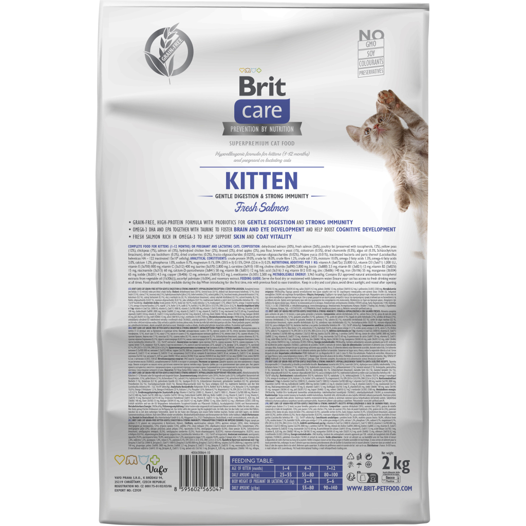 Сухий корм для кішок Brit Care Cat GF Kitten Gentle Digestion Strong Immunity з лососем 2 кг (8595602565047) - фото 2 Сухий корм для кішок Brit Care Cat GF Kitten Gentle Digestion Strong Immunity з лососем 2 кг (8595602565047) - фото 2
