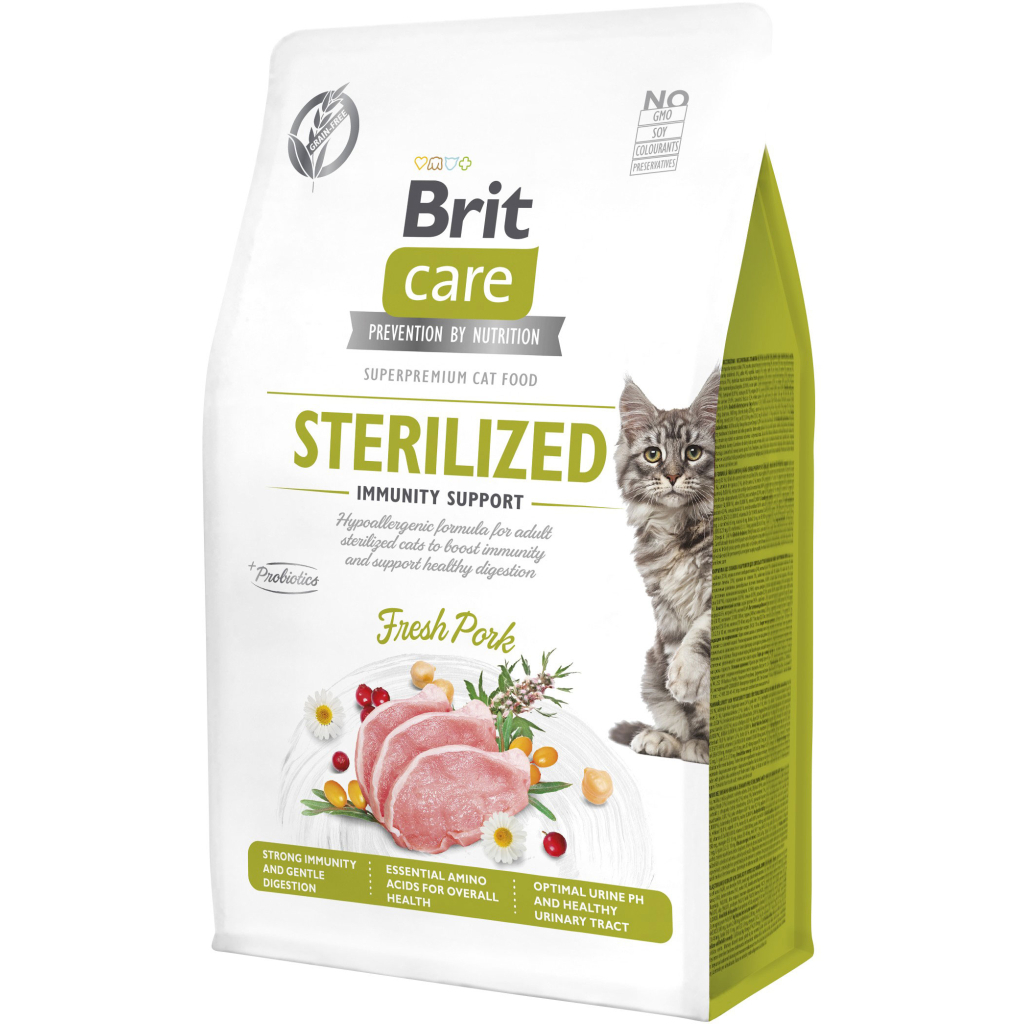 Сухий корм для кішок Brit Care Cat GF Sterilized Immunity Support зі свининою 400 г (8595602565061) - фото 1 Сухий корм для кішок Brit Care Cat GF Sterilized Immunity Support зі свининою 400 г (8595602565061) - фото 1