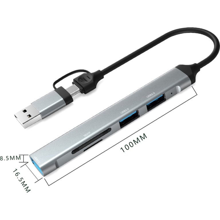 Концентратор Dynamode 5-in-1 USB Type-C/Type-A to 1хUSB3.0, 2xUSB 2.0, card-reader SD/MicroSD (DM-UH-514) - фото 6