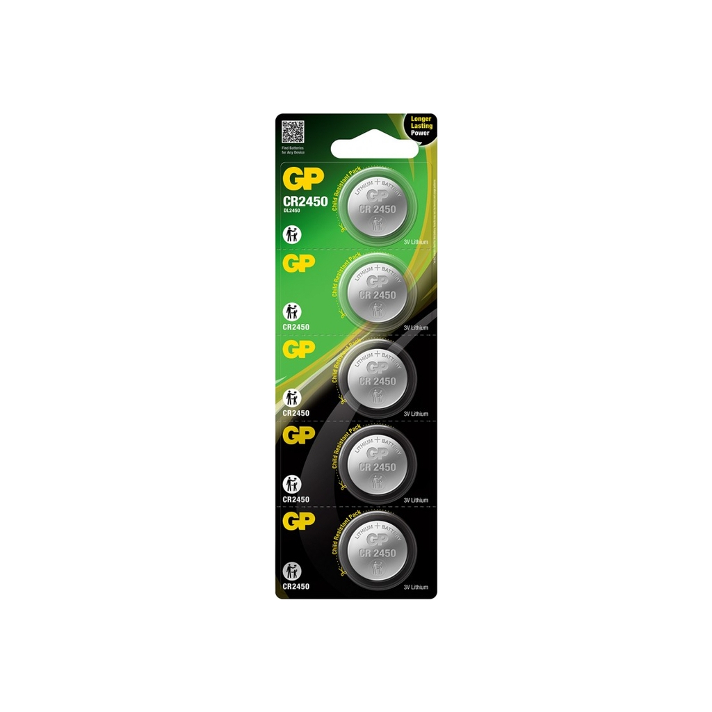 Батарейка Gp CR2450 Lithium 3.0V * 1 (відривається) (CR2450-8U5 / 4891199063954) - фото 1