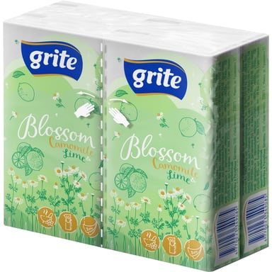 Серветки косметичні Grite Blossom Camomile & Lime 3 шари 10 шт х 4 пачки (4770023349085) - фото 1