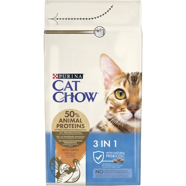 Сухий корм для кішок Purina Cat Chow Feline 3 в 1 з індичкою 1.5 кг (7613034155139) - фото 1