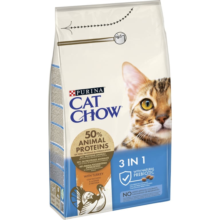 Сухий корм для кішок Purina Cat Chow Feline 3 в 1 з індичкою 1.5 кг (7613034155139) - фото 2
