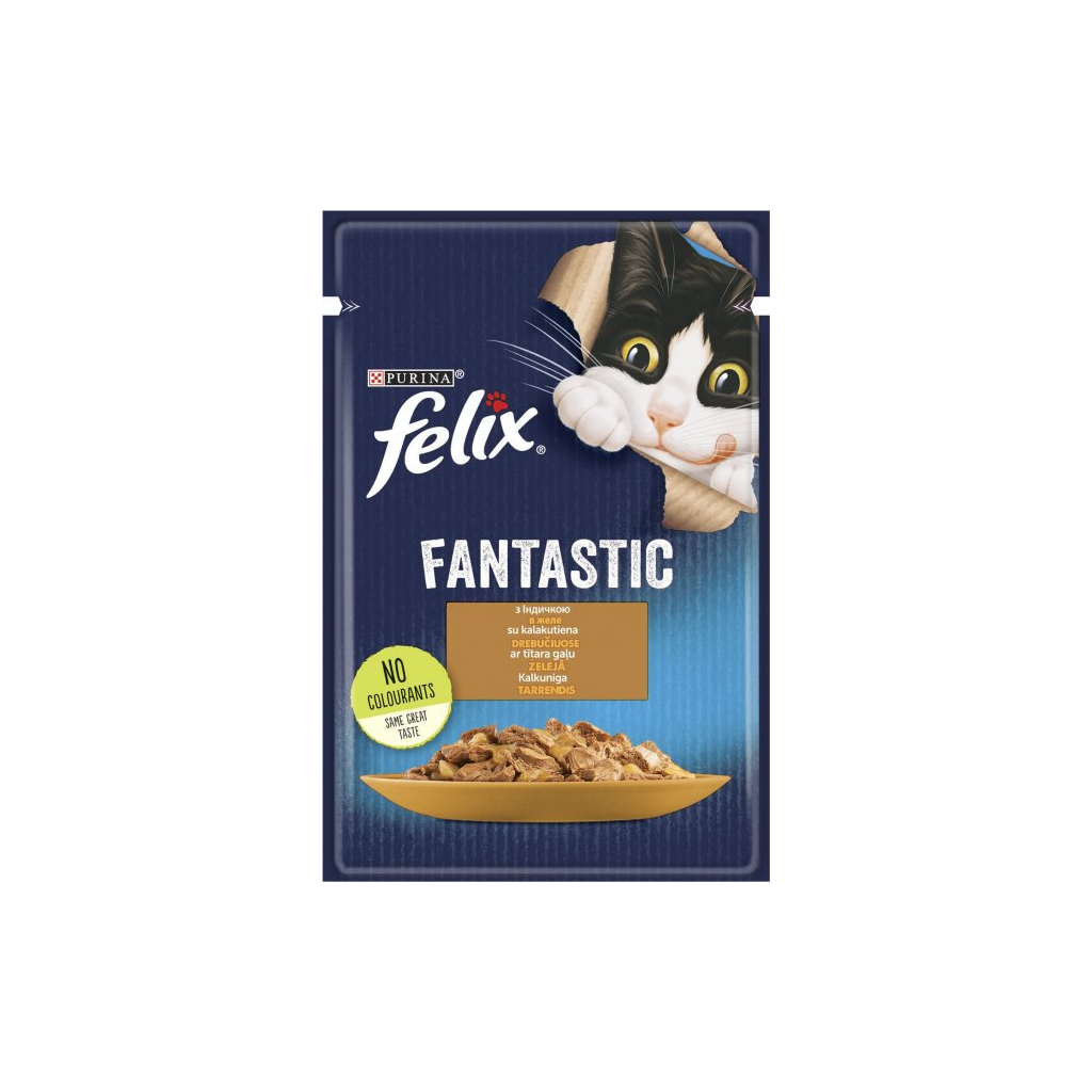 Вологий корм для кішок Purina Felix Fantastic з індичкою в желе 85 г (7613039832516) - головне фото