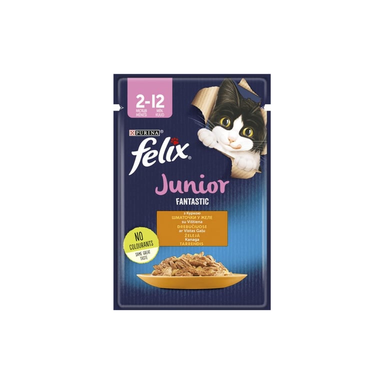 Вологий корм для кішок Purina Felix Fantastic Junior з куркою в желе 85 г (7613039832189) - фото 1