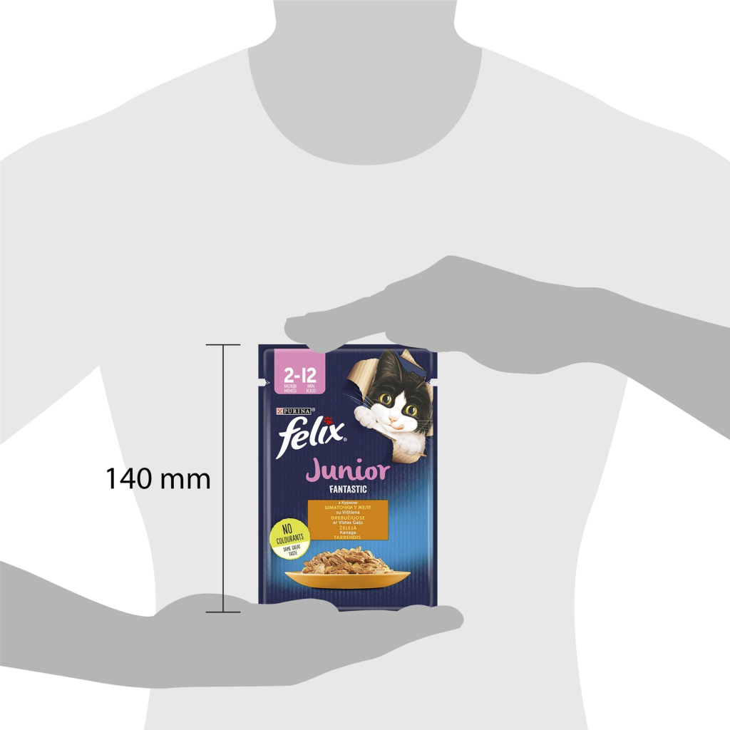 Вологий корм для кішок Purina Felix Fantastic Junior з куркою в желе 85 г (7613039832189) - фото 4 Вологий корм для кішок Purina Felix Fantastic Junior з куркою в желе 85 г (7613039832189) - фото 4