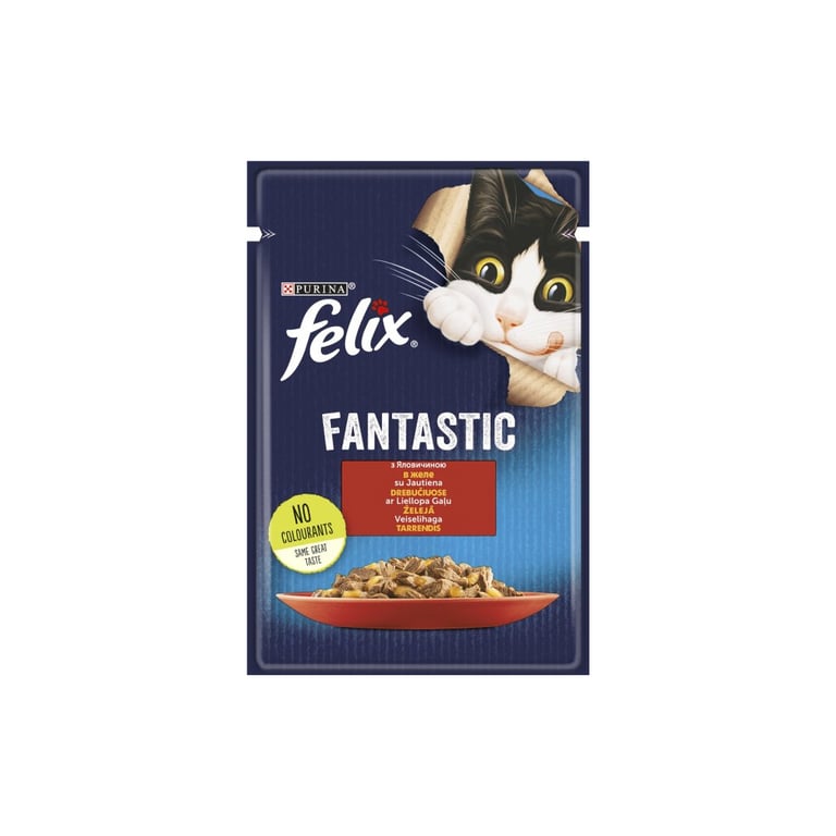 Вологий корм для кішок Purina Felix Fantastic з яловичиною в желе 85 г (7613039838624) - фото 1