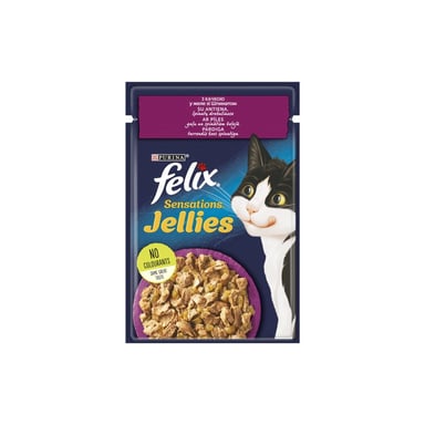Вологий корм для кішок Purina Felix Sensations Jellies з качкою та шпинатом у желе 85 г (7613039831281) - фото 1