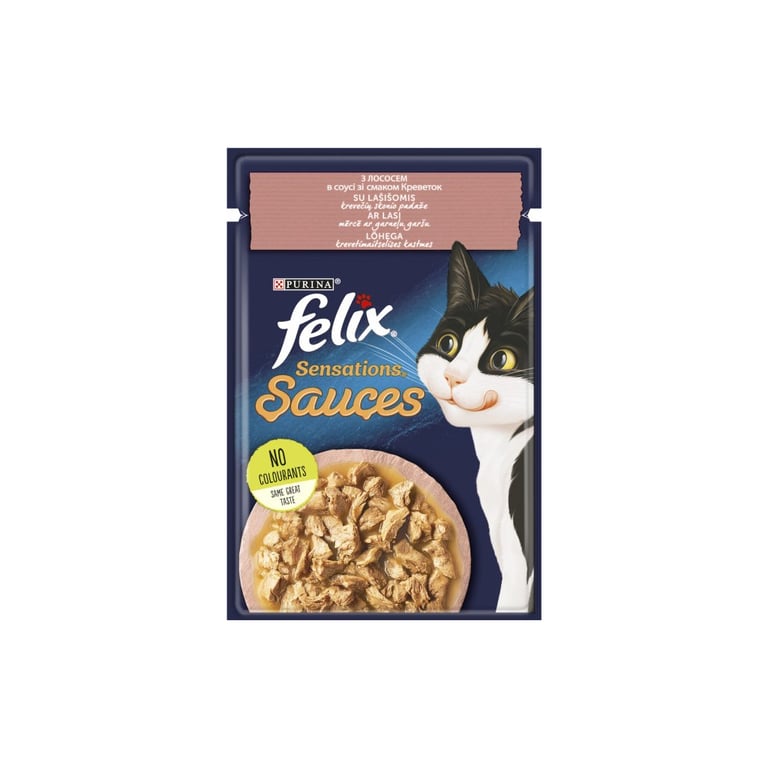 Вологий корм для кішок Purina Felix Sensations Sauces з лососем у соусі зі смаком креветок 85 г (7613039836026) - фото 1