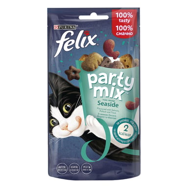 Ласощі для котів Purina Felix Party Mix Океанічний Мікс зі смаком лосося та форелі 60 г (7613287631435) - фото 1
