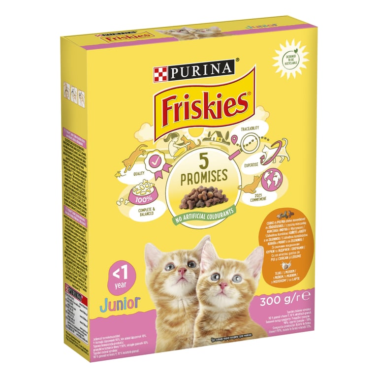 Сухий корм для кішок Purina Friskies Junior з куркою, молоком і овочами 300 г (7613031868360) - фото 1