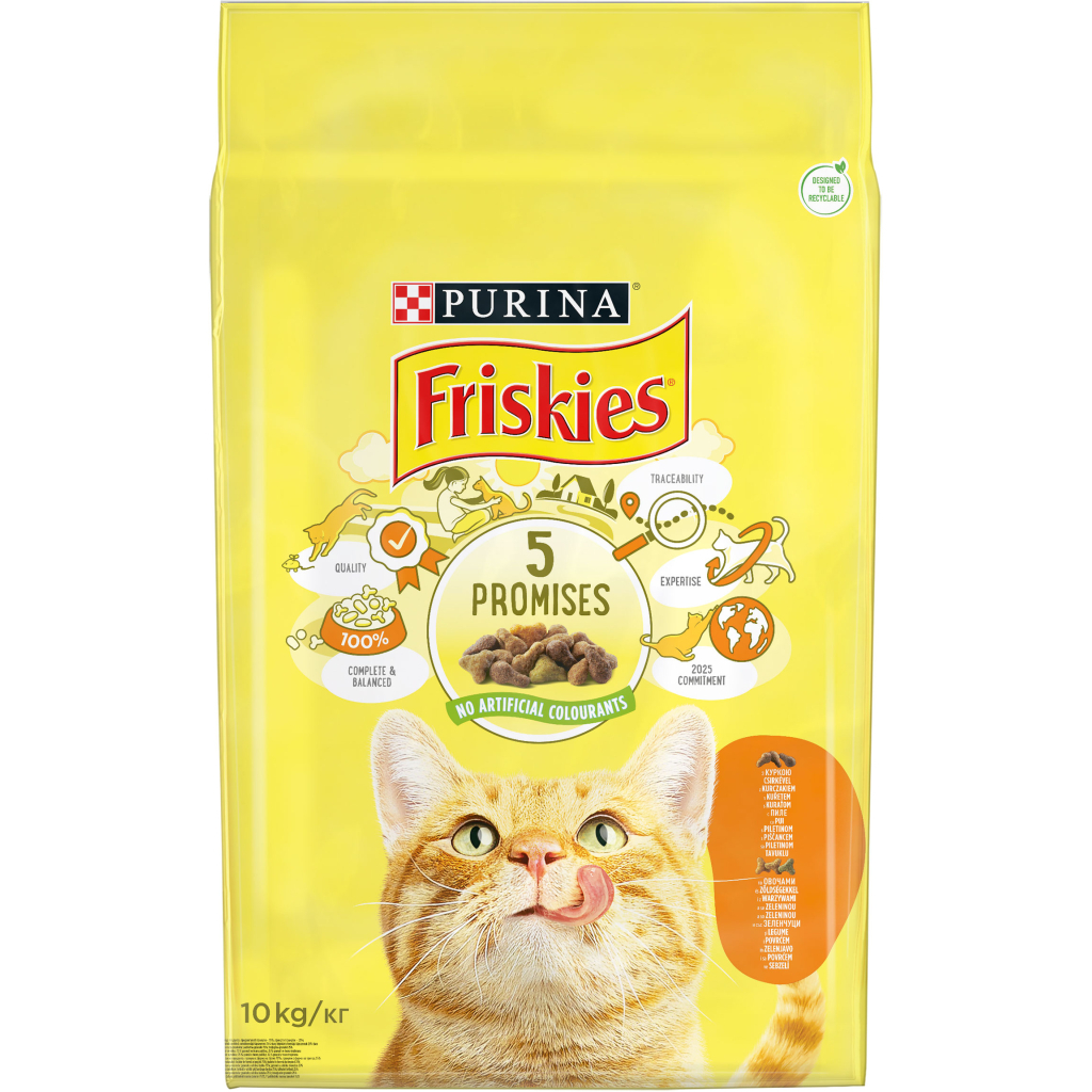 Сухий корм для кішок Purina Friskies з куркою та овочами 10 кг (5997204505101) - фото 2 Сухий корм для кішок Purina Friskies з куркою та овочами 10 кг (5997204505101) - фото 2