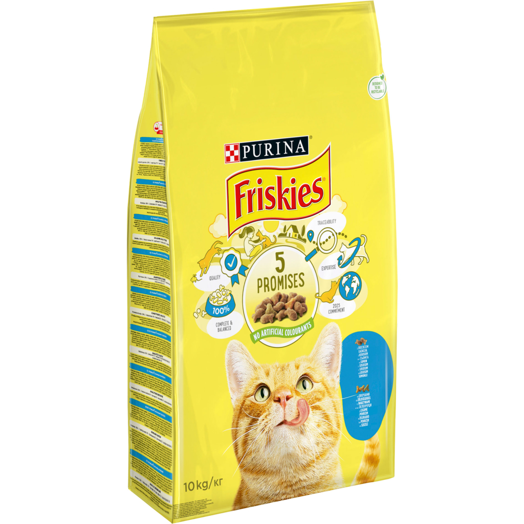 Сухий корм для кішок Purina Friskies зі смаком лосося й овочів 10 кг (5997204515469) - фото 1