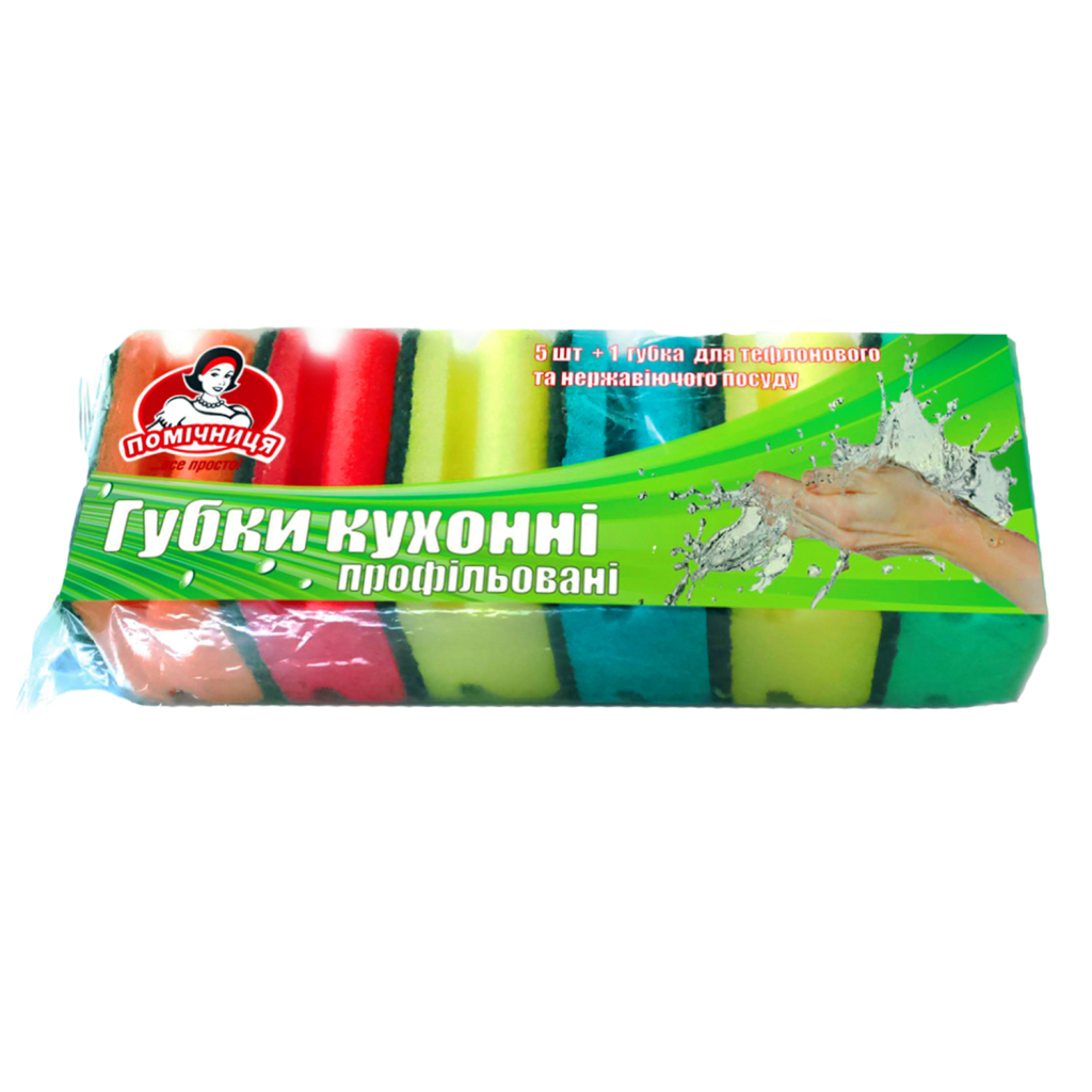 Губки кухонні Помічниця Профільовані 100 х 70 х 45 мм 5 шт. (4820164963364) - фото 1 Губки кухонні Помічниця Профільовані 100 х 70 х 45 мм 5 шт. (4820164963364) - фото 1