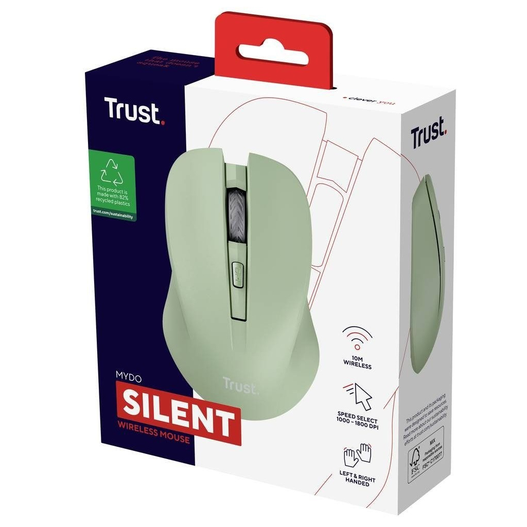 Мишка Trust Mydo Silent Wireless Green (25042) - фото 8 Мишка Trust Mydo Silent Wireless Green (25042) - фото 8